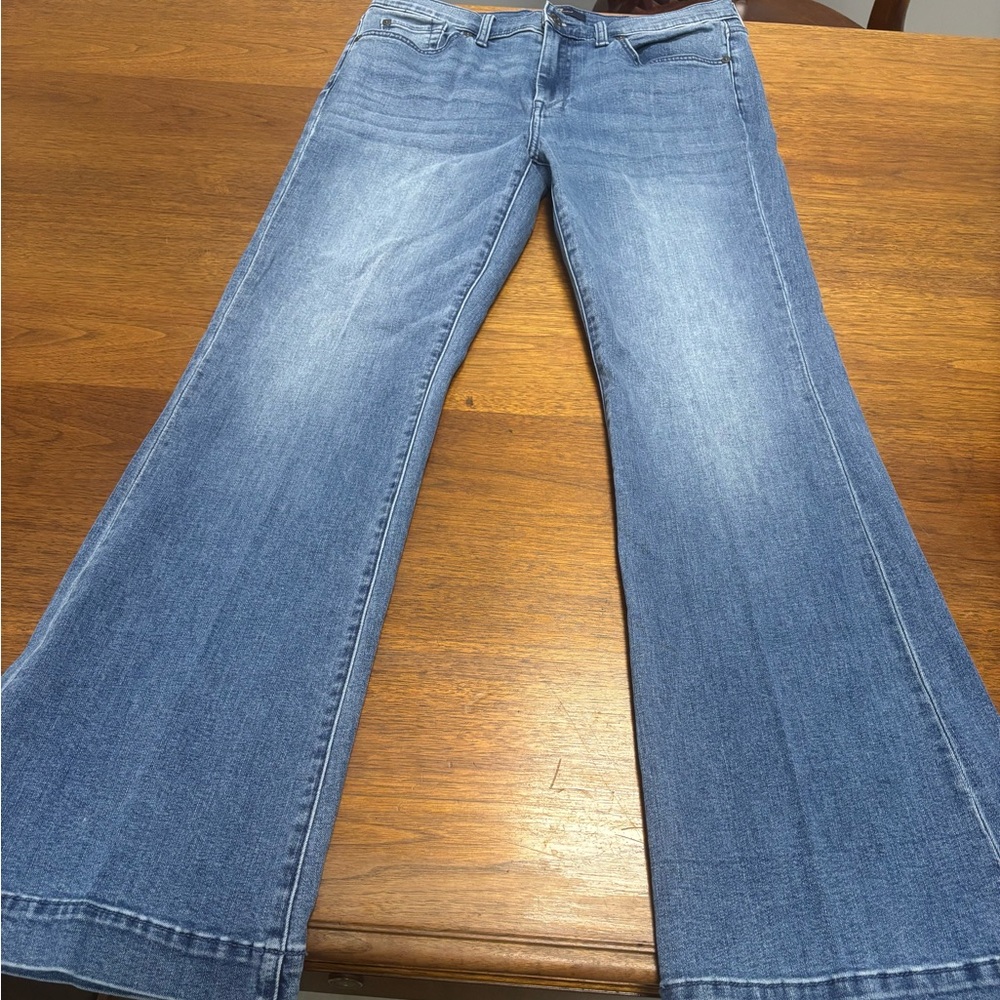 7 For All Mankind Blue Flare Wide Leg Jeans